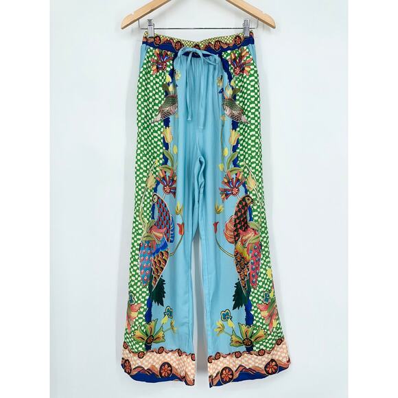 Rotimia Gilly Bird Floral Print Wide Leg Pant Elastic Waist Boho Palazzo Printed - Picture 3 of 9